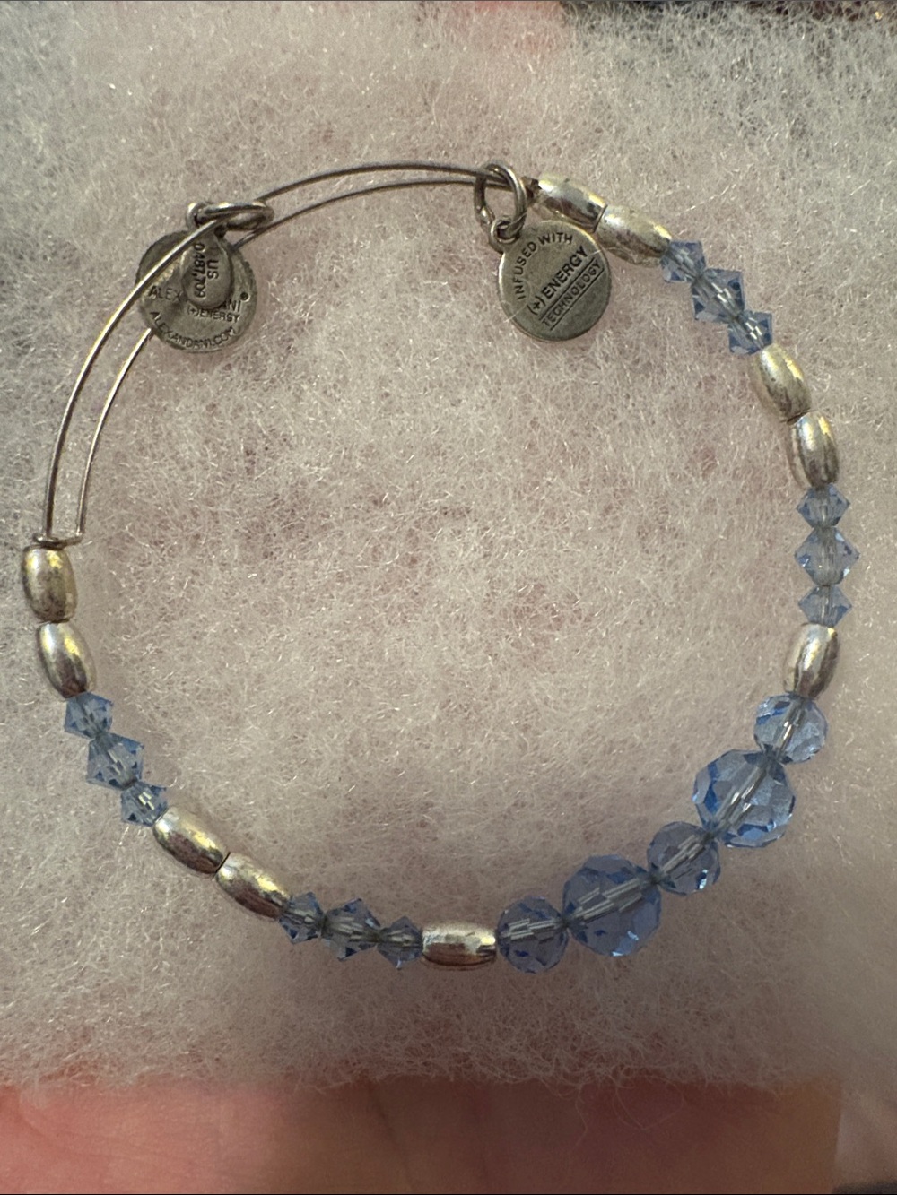 Alex and Ani Pale Blue Crystal Bead Expandable Bracelet